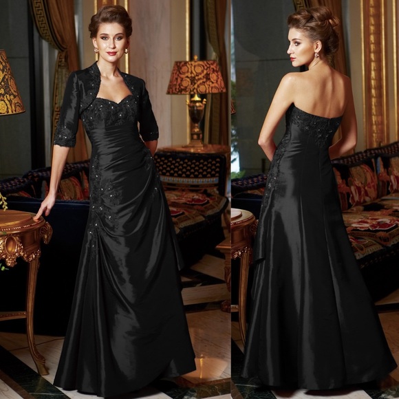 Jasmine Dresses Jade By Jasmin Mother Of The Bride Formal Gown Dress Black Satin Embroidered